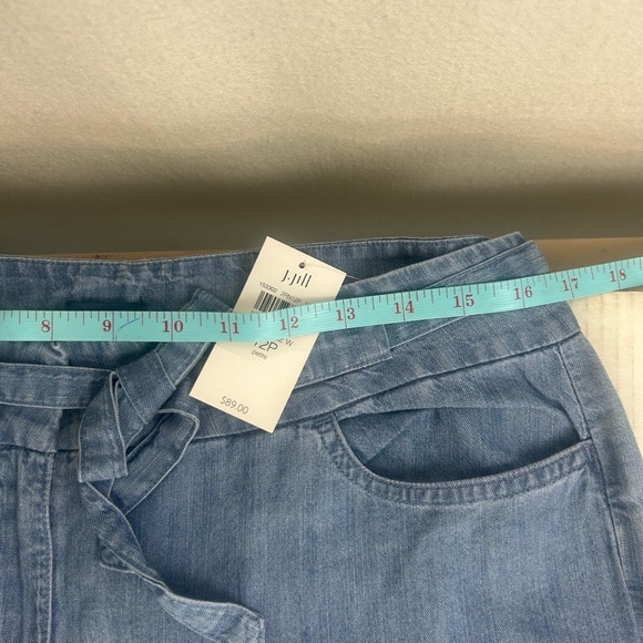 J. Jill Denim Women 12P Blue Summer Breeze Chambray Wide Leg Crop Belt Pants NWT - Picture 7 of 15